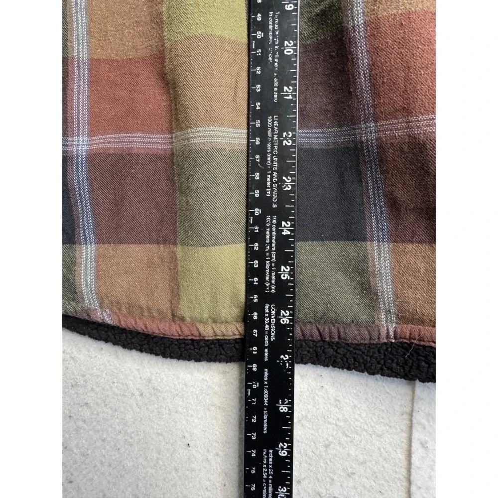 Levis Mens Plaid Sherpa Lined Flannel Shirt Jacket Brown Green Medium 3LDLW11051